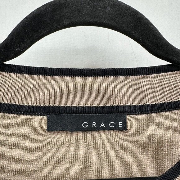 GRACE Sweater Size M Two Button Long Sleeve Blazer Cardigan Rayon Blend Brown - Picture 7 of 10